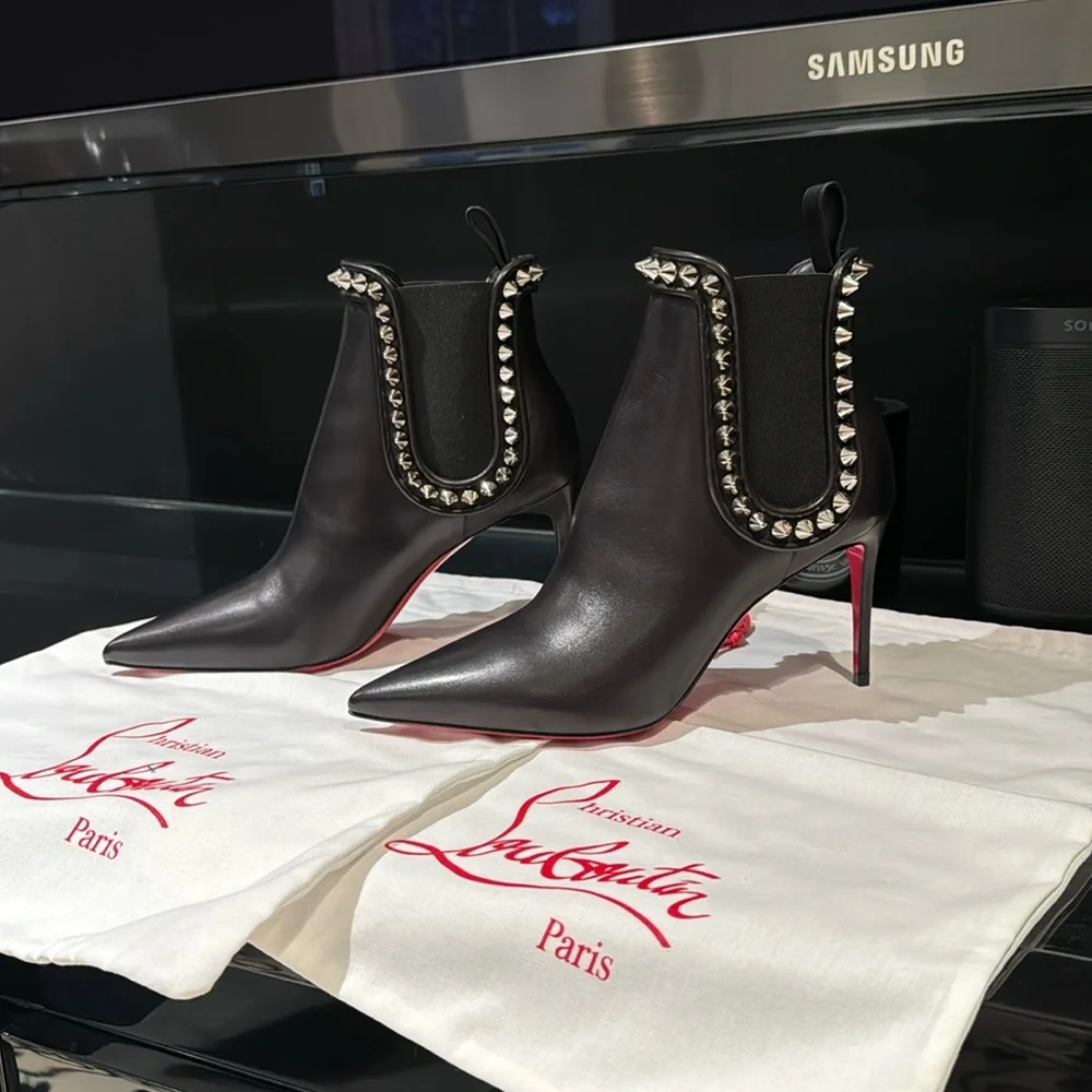 Christian Louboutin - Capaboot 85mm Spiked Napa Stiletto Ankle Boot - Picture 7 of 16
